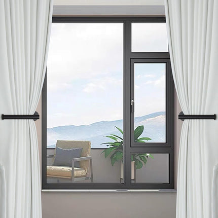 2 Pack Adhesive Curtain Holdbacks - No Drill Curtain Tie Backs & Pull Backs Curtain Holders for Drapes (2, Black).