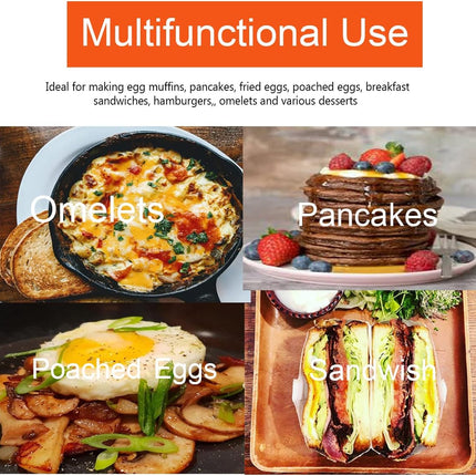 Egg Ring, 4 Packs Upgrade Large 4" Stainless Steel Non-stick Rings for Griddle Frying, Round Cooker for Pancakes, Muffins With Oil Brush and Separator.