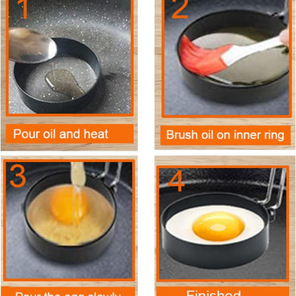 Egg Ring, 4 Packs Upgrade Large 4" Stainless Steel Non-stick Rings for Griddle Frying, Round Cooker for Pancakes, Muffins With Oil Brush and Separator.