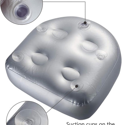 Hot Tub Booster Seat, Soft Comfortable Spa Cushion Pad, with 4 Pcs Suction Cups, Inflatable Booster Seat, Inflatable Back Support Bath Spa Pad, for All Spas and Hot Tubs (Blue).