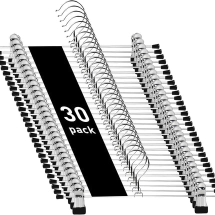 Clothes Hangers,  Adjustable Heavy Duty Hangers with Non-Slip Clips Pants Hangers Stainless Steel Skirt Coat Suit Hangers Stackable Coat Hangers Clothes Hook Space Saving (30 Pack).