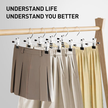 Clothes Hangers,  Adjustable Heavy Duty Hangers with Non-Slip Clips Pants Hangers Stainless Steel Skirt Coat Suit Hangers Stackable Coat Hangers Clothes Hook Space Saving (30 Pack).