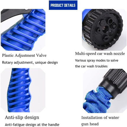 Expandable Garden Hose (16ft to 50ft), Aluminium Connector with 7 Functioning Nozzles, Multi-Purpose Garden Hose Sprayer, Garden Patio Sprayer for Watering Plants, Cleaning Cars or Pets (Blue).
