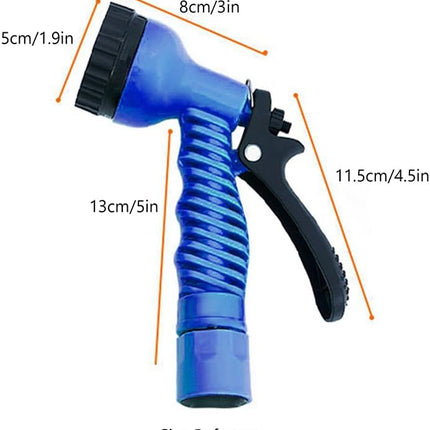 Expandable Garden Hose (16ft to 50ft), Aluminium Connector with 7 Functioning Nozzles, Multi-Purpose Garden Hose Sprayer, Garden Patio Sprayer for Watering Plants, Cleaning Cars or Pets (Blue).
