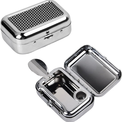 Pocket Ashtray, Portable Mini Ashtray, Stainless Steel Ashtray Windproof Ashtray with lid for Home Office Patio Outdoor Car Travel Camping Picnic Hiking Beach Fishing Cigarette (Black).