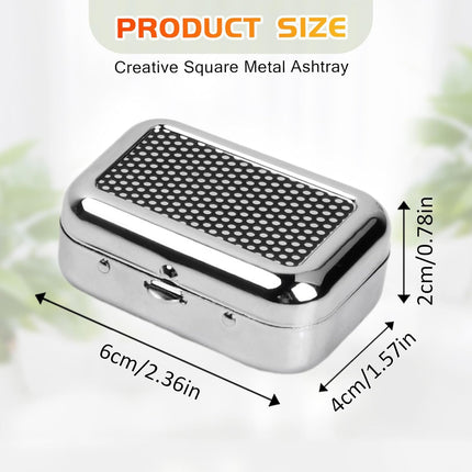 Pocket Ashtray, Portable Mini Ashtray, Stainless Steel Ashtray Windproof Ashtray with lid for Home Office Patio Outdoor Car Travel Camping Picnic Hiking Beach Fishing Cigarette (Black).