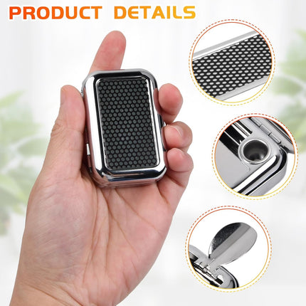 Pocket Ashtray, Portable Mini Ashtray, Stainless Steel Ashtray Windproof Ashtray with lid for Home Office Patio Outdoor Car Travel Camping Picnic Hiking Beach Fishing Cigarette (Black).