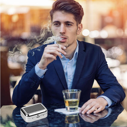 Pocket Ashtray, Portable Mini Ashtray, Stainless Steel Ashtray Windproof Ashtray with lid for Home Office Patio Outdoor Car Travel Camping Picnic Hiking Beach Fishing Cigarette (Black).