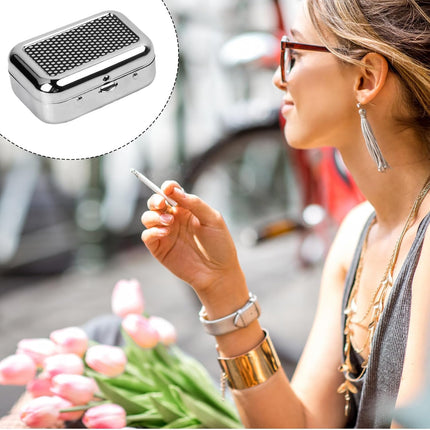 Pocket Ashtray, Portable Mini Ashtray, Stainless Steel Ashtray Windproof Ashtray with lid for Home Office Patio Outdoor Car Travel Camping Picnic Hiking Beach Fishing Cigarette (Black).
