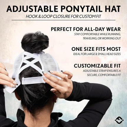Criss Cross Hat Womens Baseball Cap Distressed Ponytail Messy Bun Trucker Ponycap.