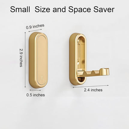 Brushed Gold Foldable Towel Hooks for Bathroom 2 Pack,Wall Hooks for Hanging Heavy Duty Coat Robe Purse Hooks, Foldable Hooks Storage Solution for Bathroom,Closet,Entryway,Pool (2, Brushed Gold).