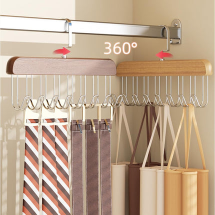 4 Pack Tank Top Bra Hanger, Wood Tie and Belt Hanger, Anti Slip Multi Hook Coat Rack, Hanging Closet Organization Storage Holder for Belts, Ties, Scarfs, Bras, Camisoles (Dark Brown).