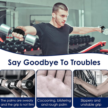 Grip Workout Gloves, Gym Gloves for Weight Lifting Kettlebell Pull-Ups Row Cross Training Non-Slip Silicone Four Finger Fitness Exercise Men and Women Black.
