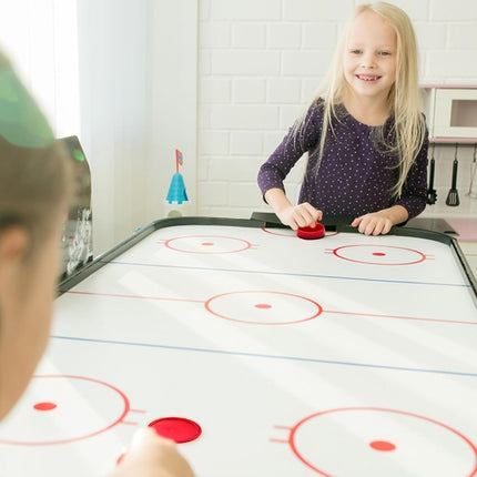 Mini Air Hockey Set - 2 Red Pushers and 4 Red Pucks (60mm) - Great Goal Handles and Paddles Replacement Accessories.