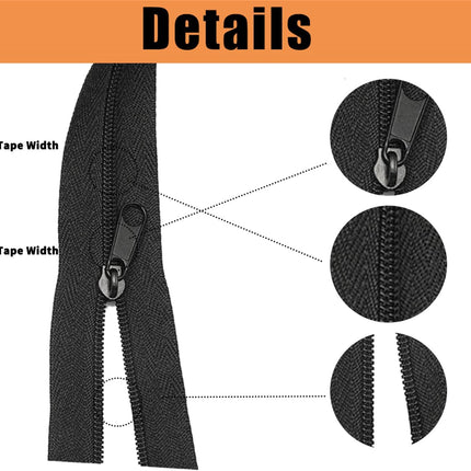 10 Yards 360 Inches Bulk Zippers,9 Meters #3 Zipper for Sewing,Black Nylon Coil Zippers by The Yards with 20pcs Replacement Sewn Zippers for DIY Sewing Craft,Bags,Clothes,purses etc.(Black).