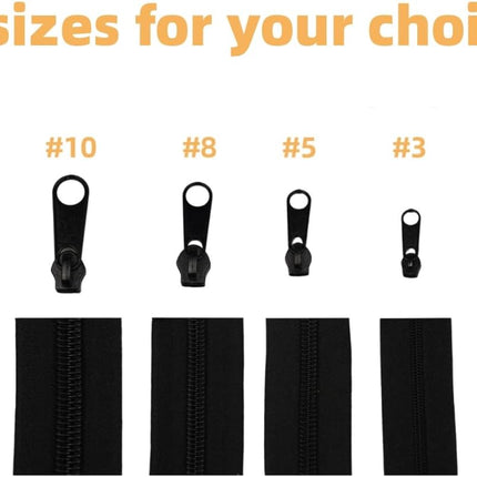 10 Yards 360 Inches Bulk Zippers,9 Meters #3 Zipper for Sewing,Black Nylon Coil Zippers by The Yards with 20pcs Replacement Sewn Zippers for DIY Sewing Craft,Bags,Clothes,purses etc.(Black).