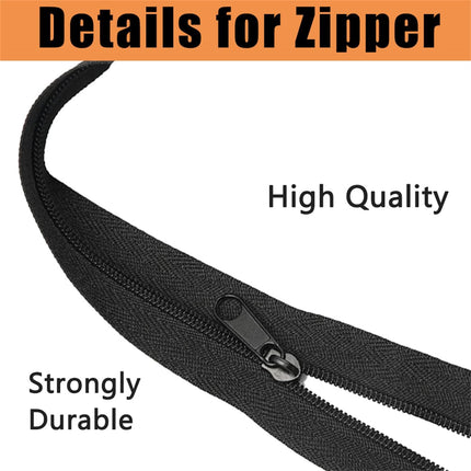 10 Yards 360 Inches Bulk Zippers,9 Meters #3 Zipper for Sewing,Black Nylon Coil Zippers by The Yards with 20pcs Replacement Sewn Zippers for DIY Sewing Craft,Bags,Clothes,purses etc.(Black).