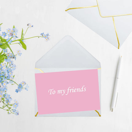 5x7 Envelopes for Invitations with Gold Border, 50 Pack A7 Envelopes with V-Flap, Self Seal Greeting Card Gift Card Envelopes Invitation Envelopes for Wedding, Graduation, Baby Shower, Party (White).
