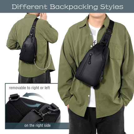 Small Crossbody Sling Backpack  Casual Chest Daypack with USB Charger Port Waterproof Outdoor Chest Sling Bag Shoulder Chest Bag Daypack for Women & Men Perfect for Traveling Hiking Cycling.
