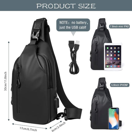 Small Crossbody Sling Backpack  Casual Chest Daypack with USB Charger Port Waterproof Outdoor Chest Sling Bag Shoulder Chest Bag Daypack for Women & Men Perfect for Traveling Hiking Cycling.