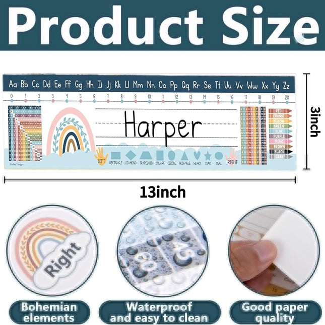 Student Desk Name Tags for Classroom- Waterproof Boho Desk Reference Nameplates- Traditional Manuscript Place Value Chart & More Math Classroom Essentials,Classroom Must Haves（30pcs）.
