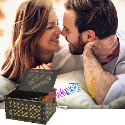 Can't Help Falling in Love Music Box, Birthday Gifts for Wife, Girlfriend, Women, Vintage Wooden Hand Crank Music Box, Christmas Valentine Wedding Anniversary Romantic Gift.