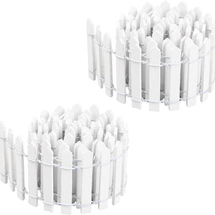 2Pcs 35x2 Inch Mini Wooden Garden Fence, Miniature Fairy Gardens Fence, Ornament Fences Picket Fence Decorative Fence for Home Dollhouse Micro Landscape Plant Pot Fairy Garden (White).