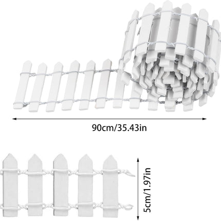 2Pcs 35x2 Inch Mini Wooden Garden Fence, Miniature Fairy Gardens Fence, Ornament Fences Picket Fence Decorative Fence for Home Dollhouse Micro Landscape Plant Pot Fairy Garden (White).