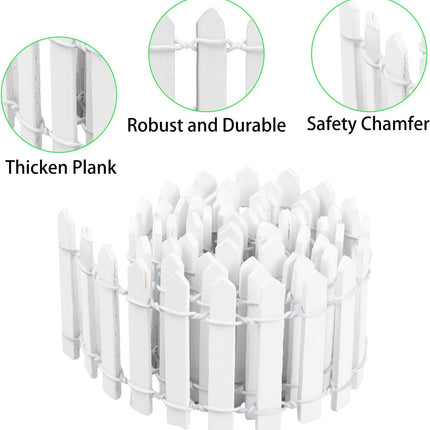 2Pcs 35x2 Inch Mini Wooden Garden Fence, Miniature Fairy Gardens Fence, Ornament Fences Picket Fence Decorative Fence for Home Dollhouse Micro Landscape Plant Pot Fairy Garden (White).