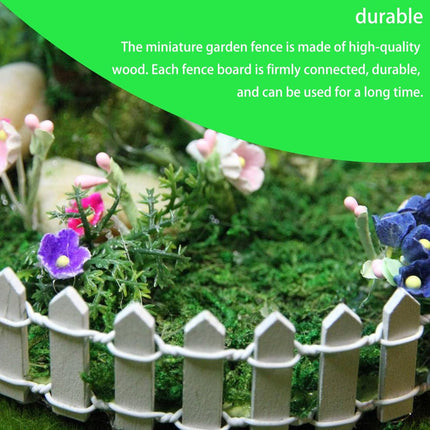 2Pcs 35x2 Inch Mini Wooden Garden Fence, Miniature Fairy Gardens Fence, Ornament Fences Picket Fence Decorative Fence for Home Dollhouse Micro Landscape Plant Pot Fairy Garden (White).