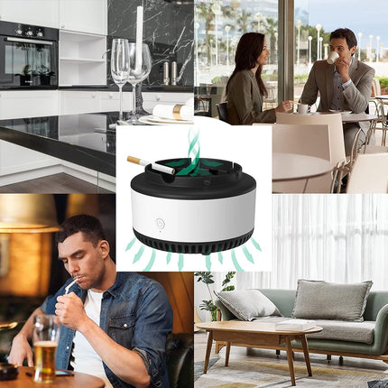 Smokeless Ashtrays for Cigarettes Indoor, Air Purifier,Best Gifts for Smokers, Suitable for Home Car Office Outdoor- Gray.