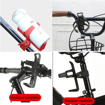 2 Pack Bike Bottle Holder, Universal Bicycle Water Bottle Cage Holder, Water Cup Holder for Bike Stroller Walker, Adjustable Mountain Bike Drink Cup with 360 Degree Rotating for Cycling MTB Black+Red.
