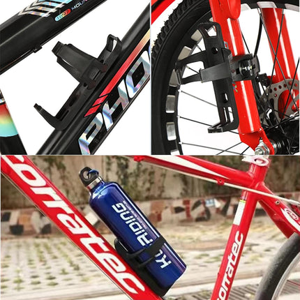 2 Pack Bike Bottle Holder, Universal Bicycle Water Bottle Cage Holder, Water Cup Holder for Bike Stroller Walker, Adjustable Mountain Bike Drink Cup with 360 Degree Rotating for Cycling MTB Black+Red.