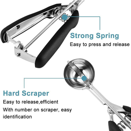 Cookie Scoop Set - Include 1 Tbsp/ 2 Tbsp/ 3Tbsp - 3 PCS Cookie Scoops for Baking - Cookie Dough Scoop - Made of 18/8 Stainless Steel.