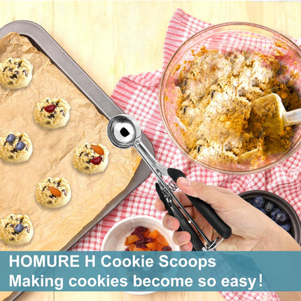 Cookie Scoop Set - Include 1 Tbsp/ 2 Tbsp/ 3Tbsp - 3 PCS Cookie Scoops for Baking - Cookie Dough Scoop - Made of 18/8 Stainless Steel.