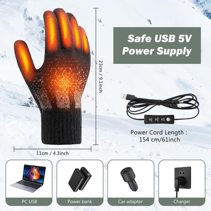 USB Heated Gloves, Winter Warm Heated Gloves Touchscreen Gloves Hand Warmers Work Gloves Unisex Washable Knitting Glove (style2).