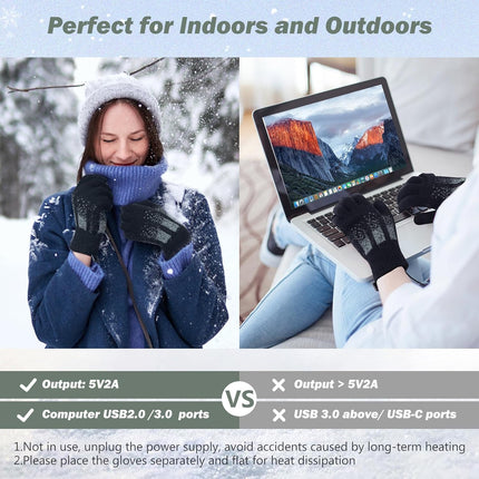 USB Heated Gloves, Winter Warm Heated Gloves Touchscreen Gloves Hand Warmers Work Gloves Unisex Washable Knitting Glove (style2).