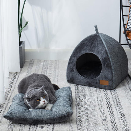 Pet Cave Bed - Warm Cat Bed for Indoor Cats - Pet Tent Cave Igloo Bed for Cats/Small Dogs - Pet Dog Cat Cave Bed - Kitten Bed Cat Tent Cat Bed House with Removable Washable Cushion.