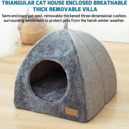 Pet Cave Bed - Warm Cat Bed for Indoor Cats - Pet Tent Cave Igloo Bed for Cats/Small Dogs - Pet Dog Cat Cave Bed - Kitten Bed Cat Tent Cat Bed House with Removable Washable Cushion.