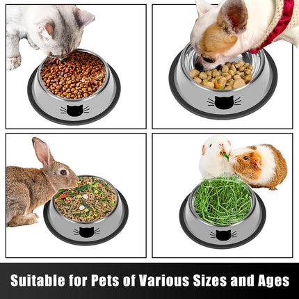 2Pcs Cat Bowls Non-Slip Stainless Steel Small Cat Food Bowls Unbreakable Thicken Cat Feeder 7 Oz Cat Dishes Suitable for Indoor Small Pets Removable Rubber Base Easily Clean Lovely Color.