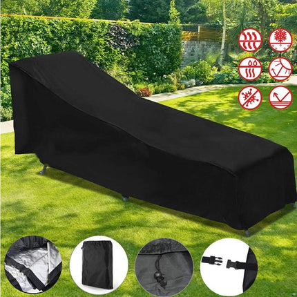 Sun Lounger Cover Waterproof Patio Chaise Lounge Chairs Cover Sunbed Recliner Protective Cover Outdoor Garden Furniture Cover 208 x 76 x 41/79cm.