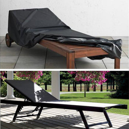 Sun Lounger Cover Waterproof Patio Chaise Lounge Chairs Cover Sunbed Recliner Protective Cover Outdoor Garden Furniture Cover 208 x 76 x 41/79cm.