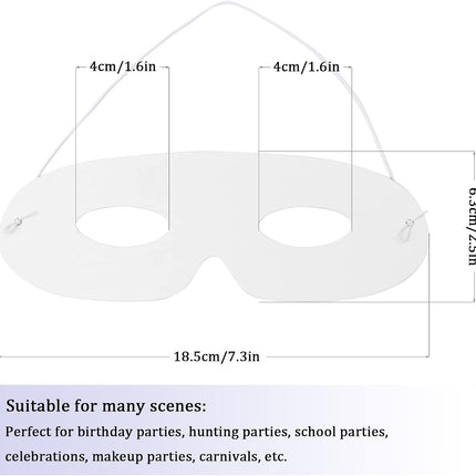 100 Pack White Paper Eye Masks, Plain Masquerade Mask Blank Masks Decorate for Cos-Play, Halloween Party.