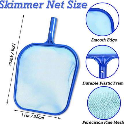 2 Pack Pool Skimmer Net, Hot Tubs Nets Fine Mesh Leaf Rake for Cleaning Surface of Pond Swimming Pool Cleaning Supplies and Accessories.