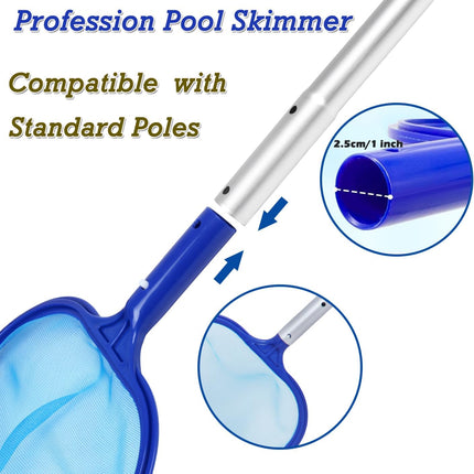 2 Pack Pool Skimmer Net, Hot Tubs Nets Fine Mesh Leaf Rake for Cleaning Surface of Pond Swimming Pool Cleaning Supplies and Accessories.