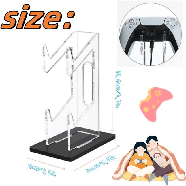 Universal Dual Game Controller Holder Desk Stand for PS4 PS5 Xbox ONE Switch, Perfect Display and Organization, Gaming Controller Accessories(Transparent Acrylic) (2T/Black).