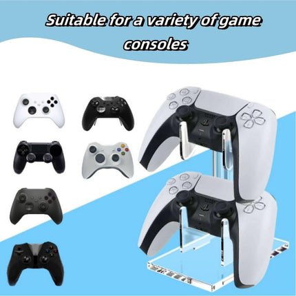 Universal Dual Game Controller Holder Desk Stand for PS4 PS5 Xbox ONE Switch, Perfect Display and Organization, Gaming Controller Accessories(Transparent Acrylic) (2T/Black).