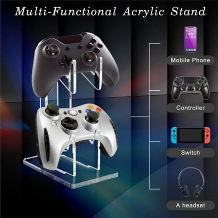 Universal Dual Game Controller Holder Desk Stand for PS4 PS5 Xbox ONE Switch, Perfect Display and Organization, Gaming Controller Accessories(Transparent Acrylic) (2T/Black).