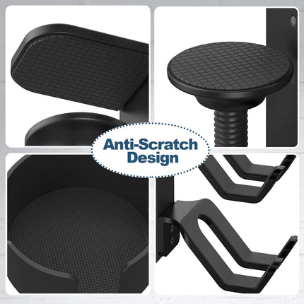 4 in 1 Desk Cup Holder with Headphone Hanger and Controller Stand Gaming Accessories, Universal Adjustable & Rotating Upgraded Arm Clamp for Coffee Mugs, Water Bottles, Headphones, Controller..