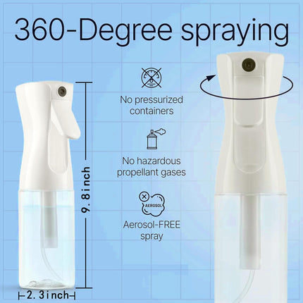 Continuous Spray Bottle for Hair (10.1oz/300ml) Home Essentials Spray Bottles For Cleaning Empty Ultra Fine Water Mister Sprayer For Hairstyling Garden Plants Curly Hair Perfume Pets, Barbers, Salons.